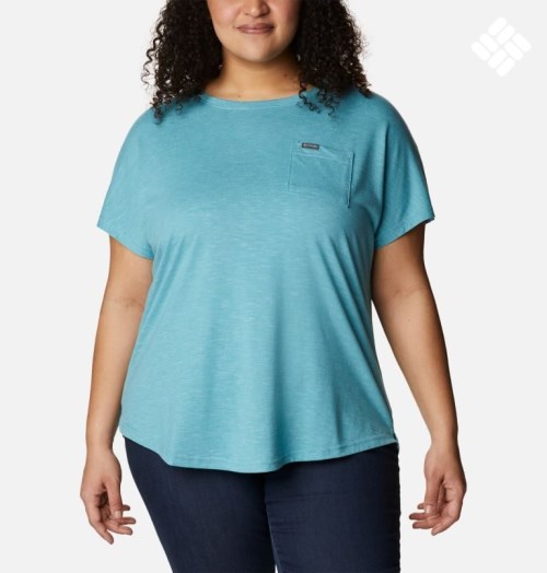 Women's Columbia Cades Cape T Shirts Turquoise | Plus Size CA-NC835